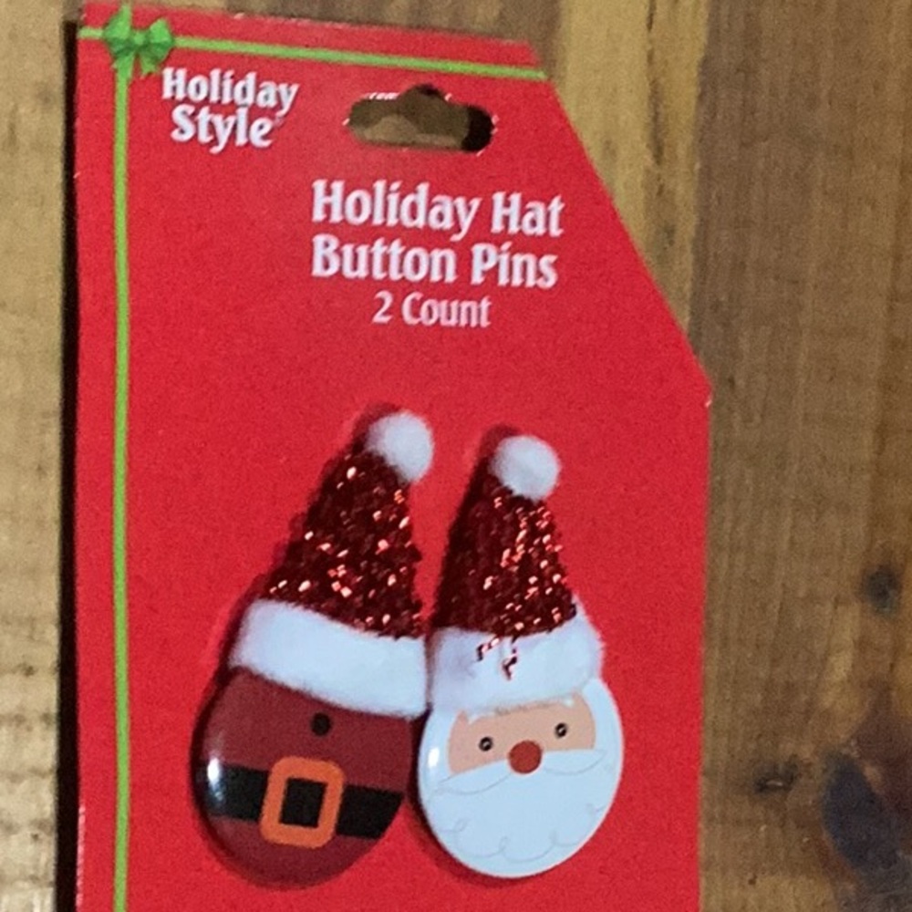 Christmas sets of 2 Santa hat button pins